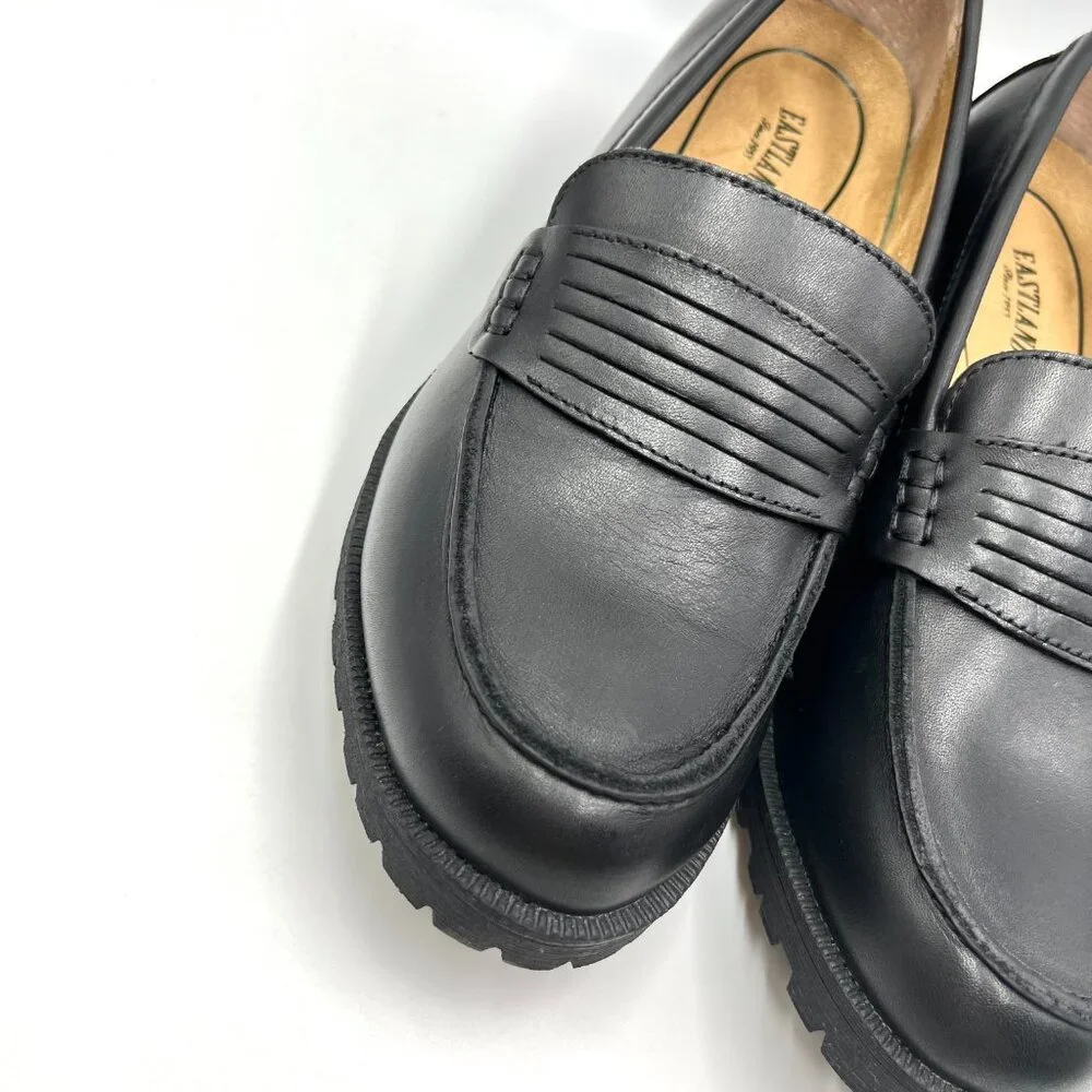 Eastland‎ Womens Size 10 Newbury Black Leather Chunky Lugs Sole Loafers Shoes